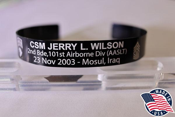 Black Anodized Aluminum Memorial Bracelet - 1/2 Inch